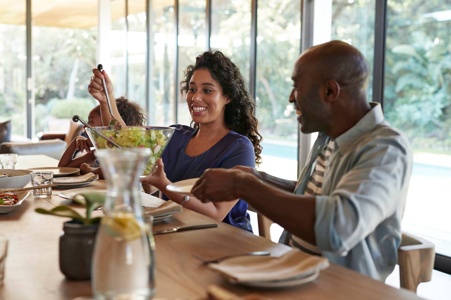 Multigenerational family having weekend lunch