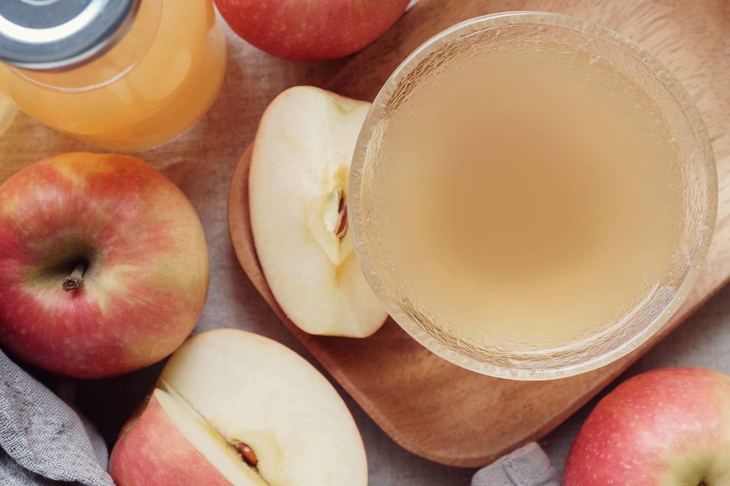 Apple cider vinegar with mother in glass bowl, probiotics food for gut health