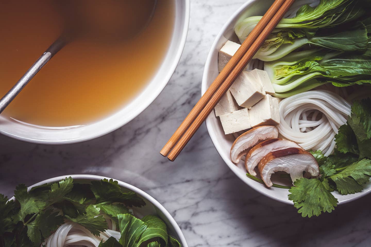Pho Soup Prep with Chopsticks